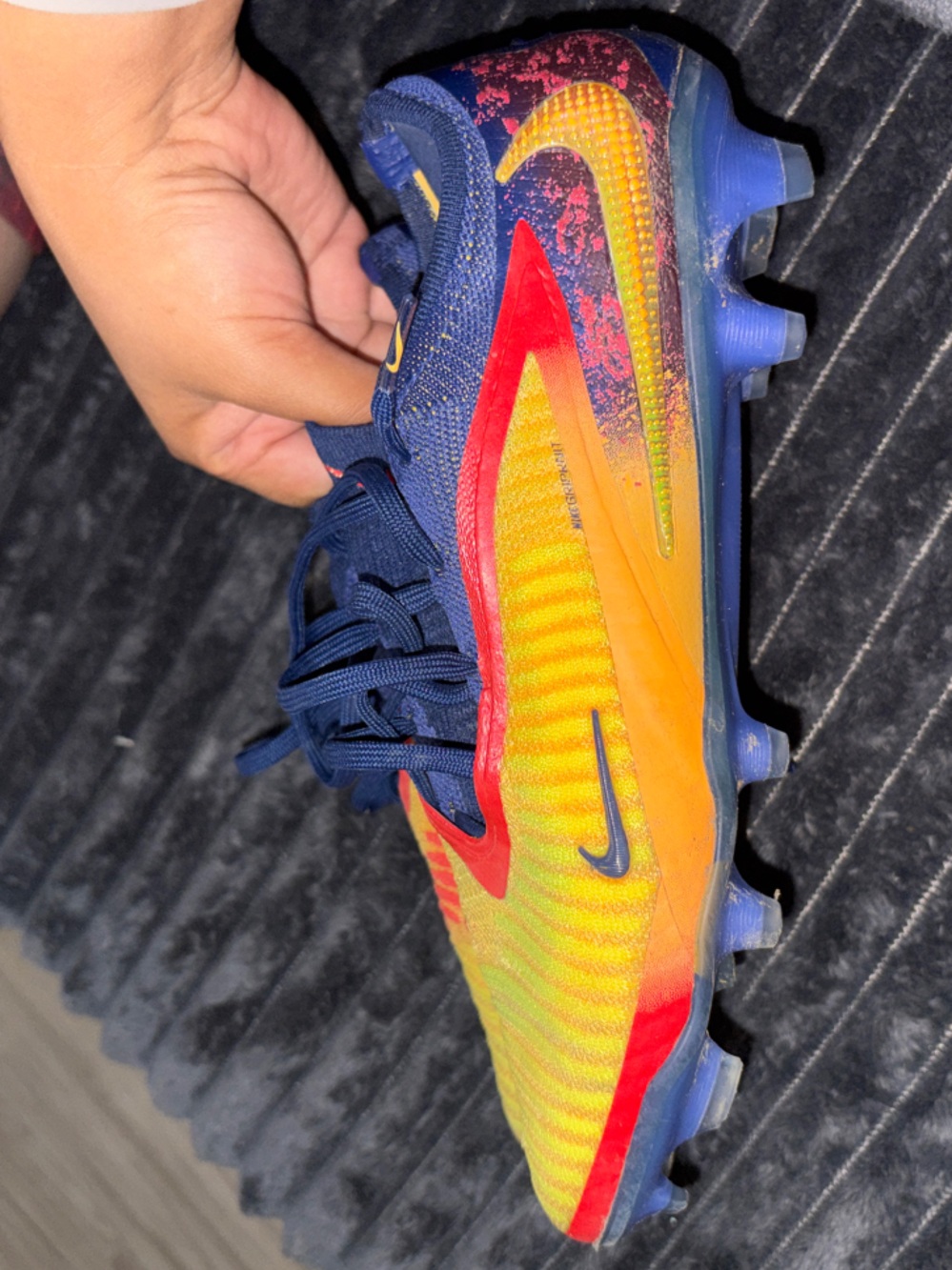 Haalands Phantom GX Nike Yellow, Navy, & Red Training Soccer Shoes